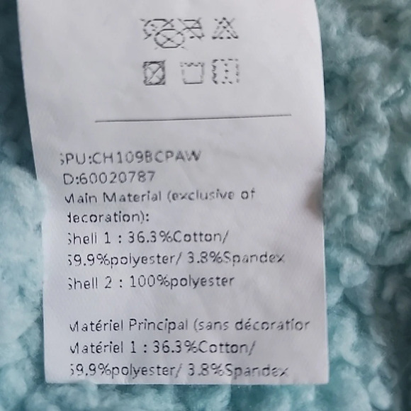 Micotaku Women's Zip Front Hoodie, Mint Couds pattern. Front angle pockets. S/M - Picture 13 of 14